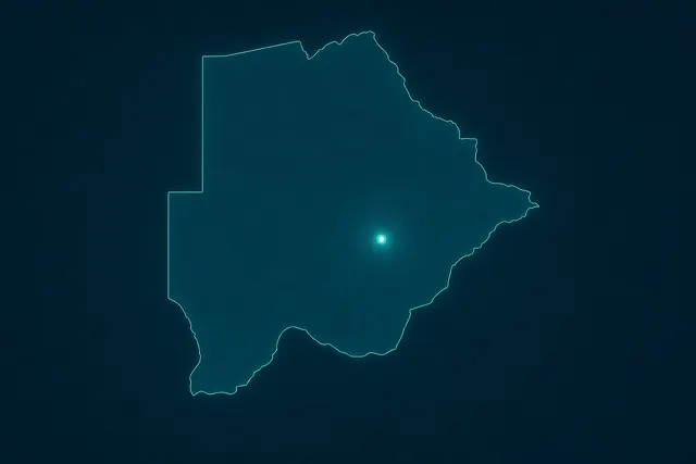 Map of Botswana with Mahalapye as the support origin