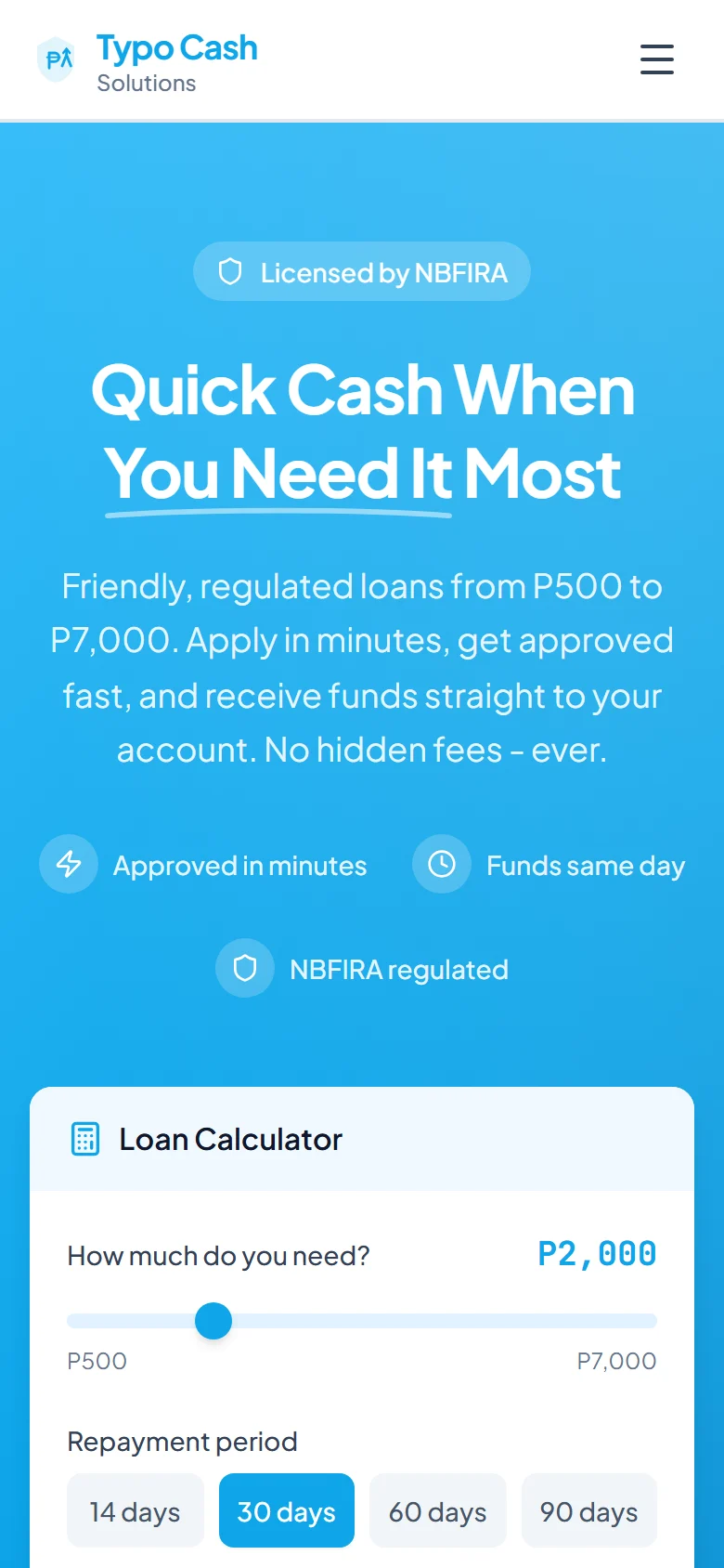 Mobile screenshot of Typo Cash Solutions