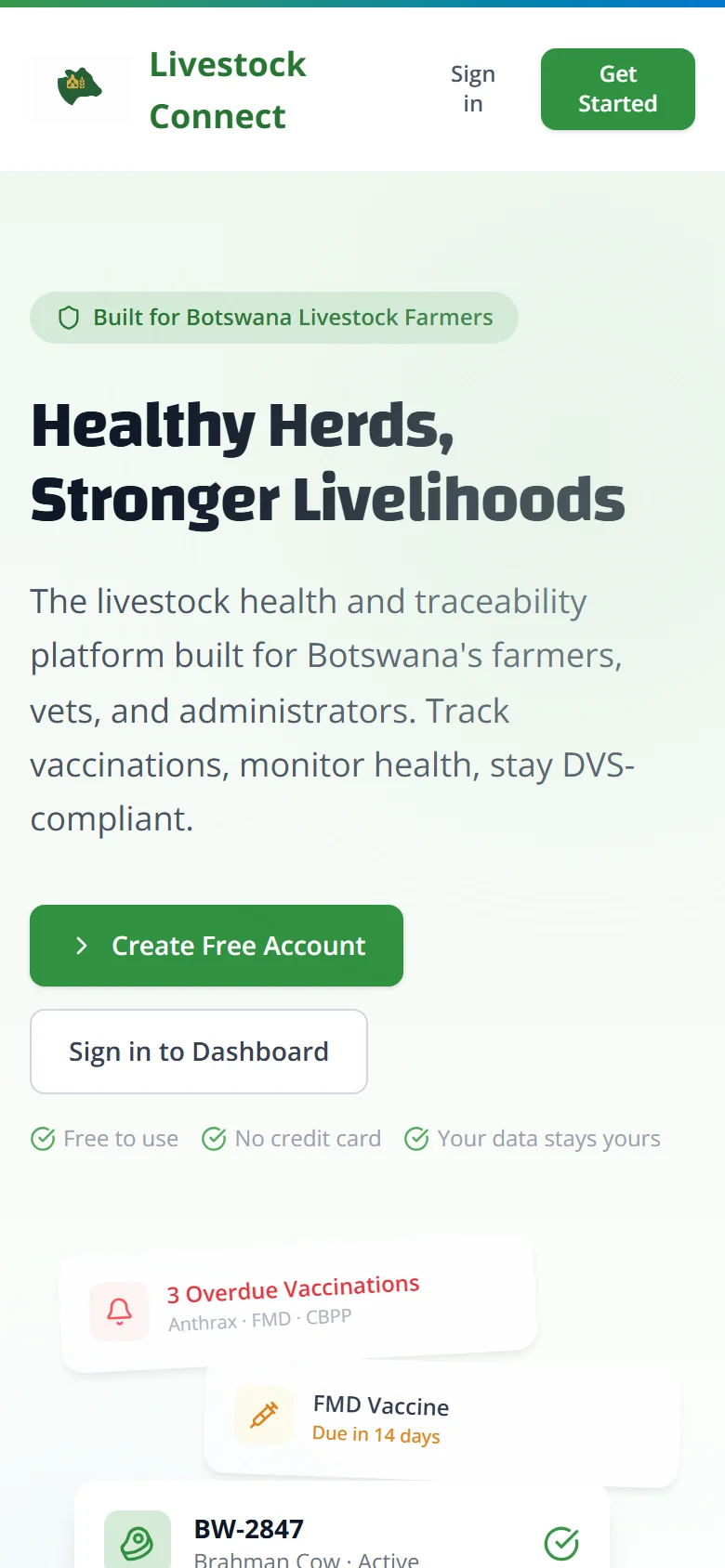 Mobile screenshot of Livestock Connect